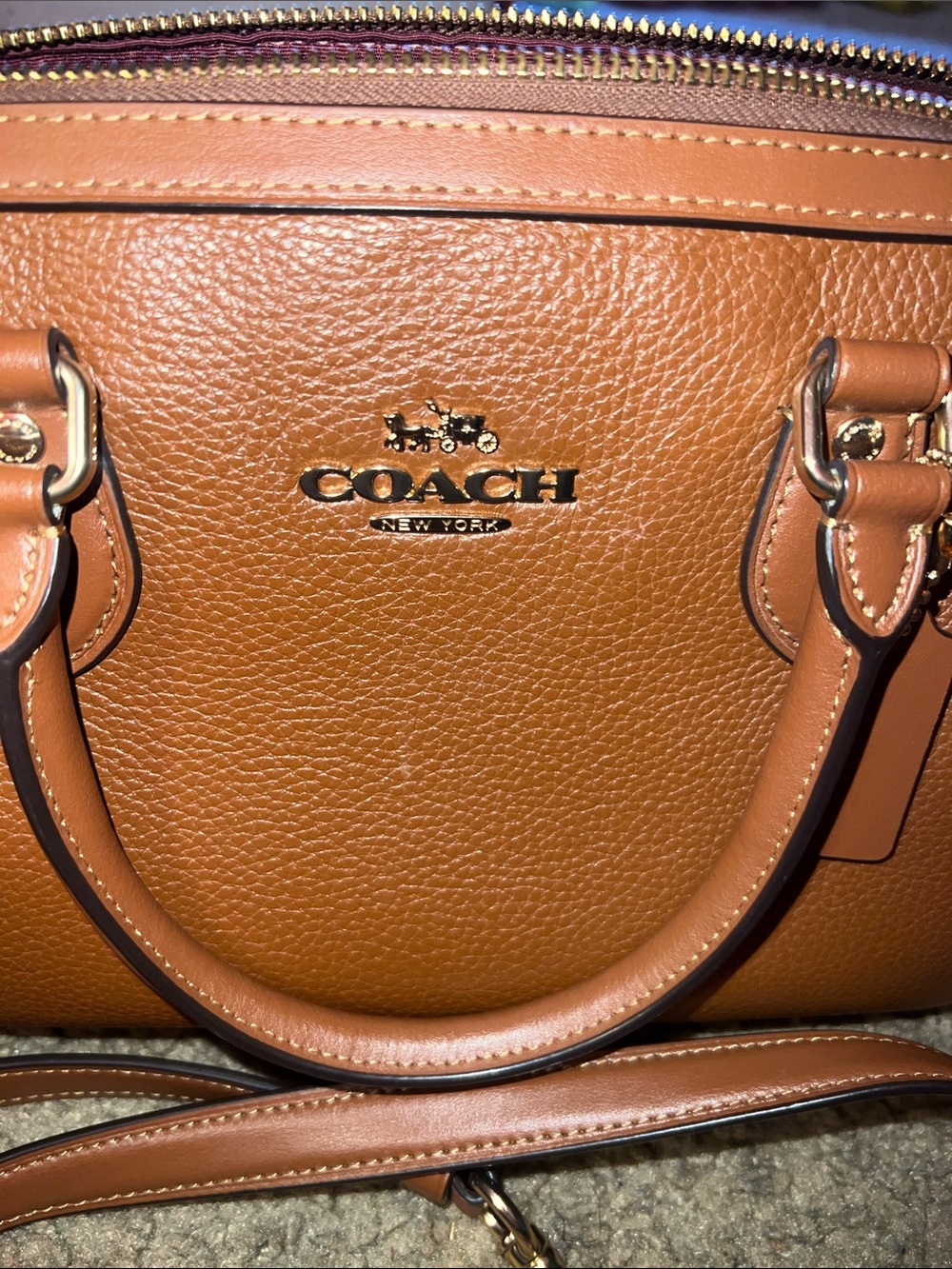 Coach Pebbled Leather Crossbody Satchel in Brown - Picture 2 of 6